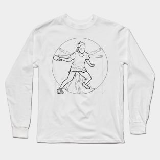 Ping Pong Table Tennis Vintage Vitruvian Man Woman Retro Long Sleeve T-Shirt